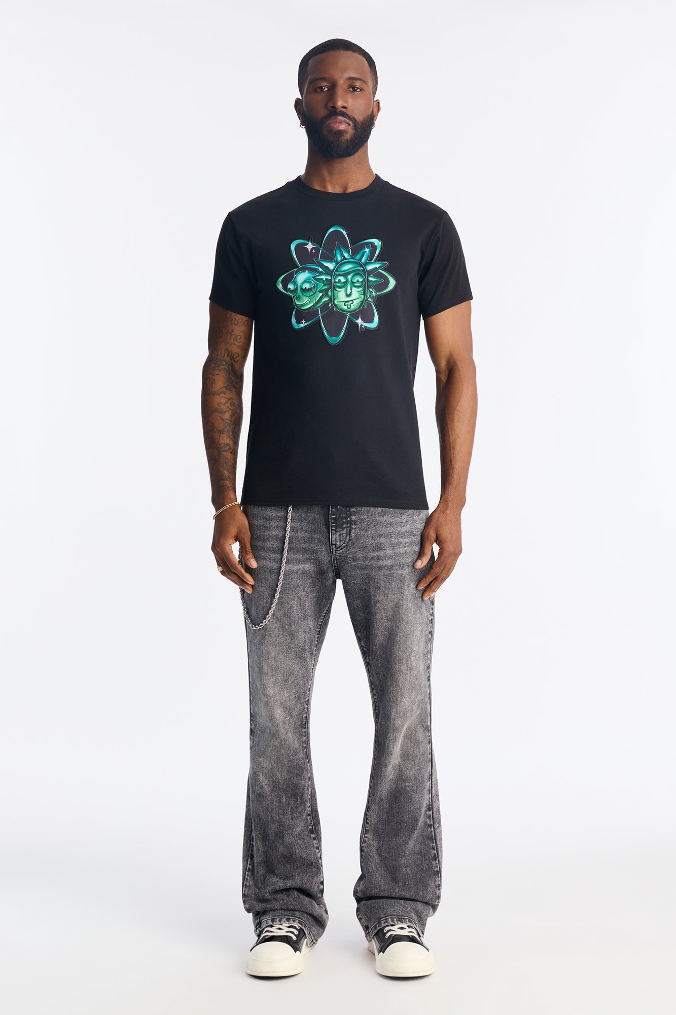 Rick And Morty Embroidered Short Sleeve Tee - Black Fashion Nova