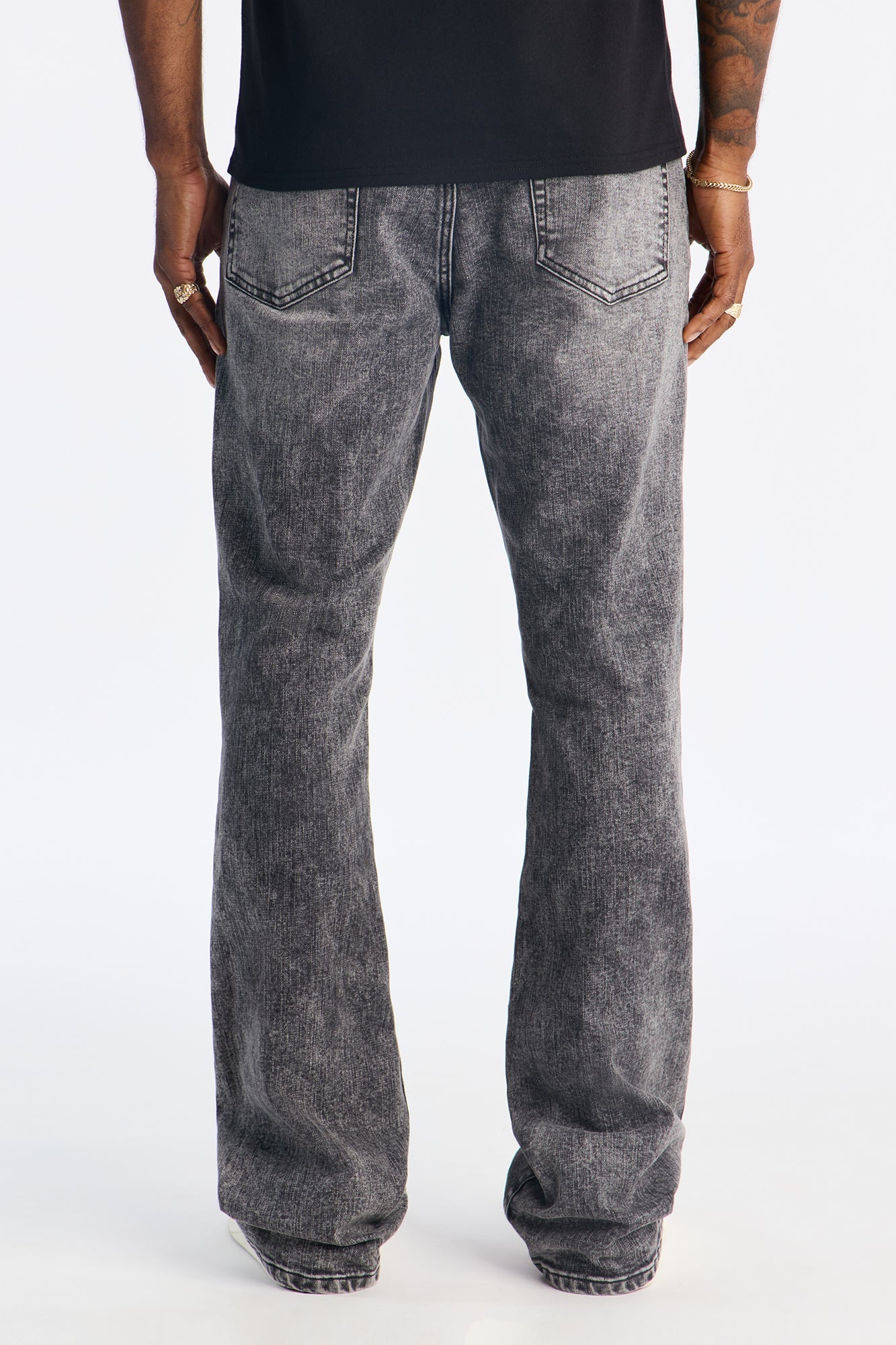 Stacked Skinny Flare Keep It Easy Jean - Acid Wash Black Fashion Nova