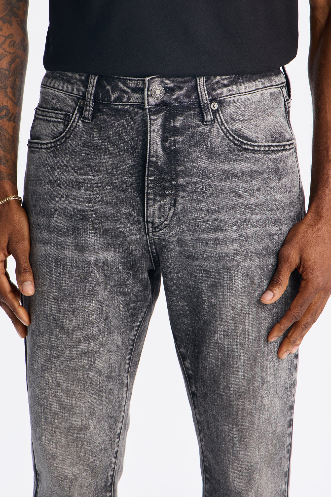 Stacked Skinny Flare Keep It Easy Jean - Acid Wash Black Fashion Nova