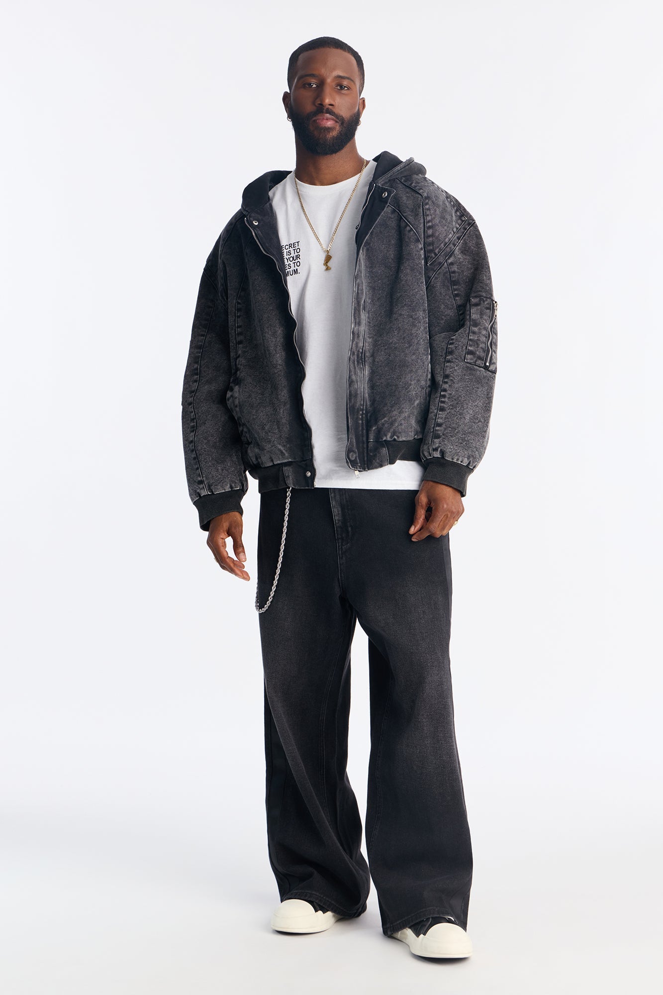 Baggy Wide Leg Tuxedo Stripe Jean - Black Wash Fashion Nova