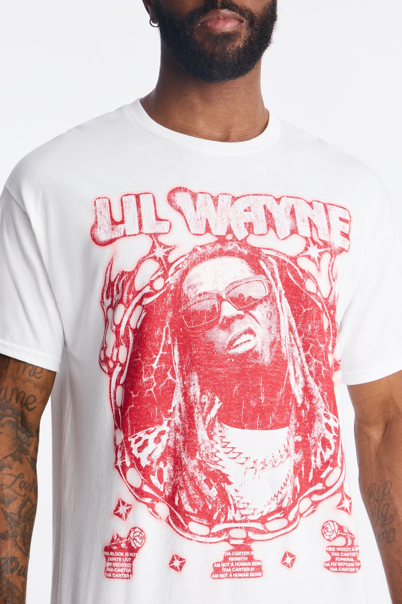 Lil Wayne Red Print Graphic Short Sleeve Tee - White Fashion Nova