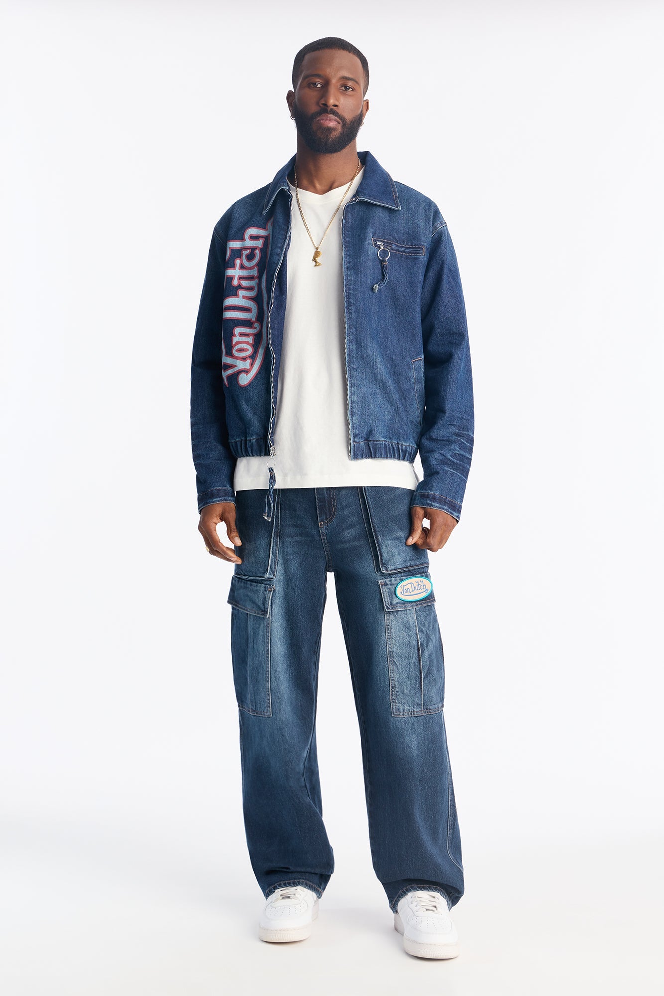 Von Dutch Americana Zip Up Denim Jacket - Dark Wash Fashion Nova
