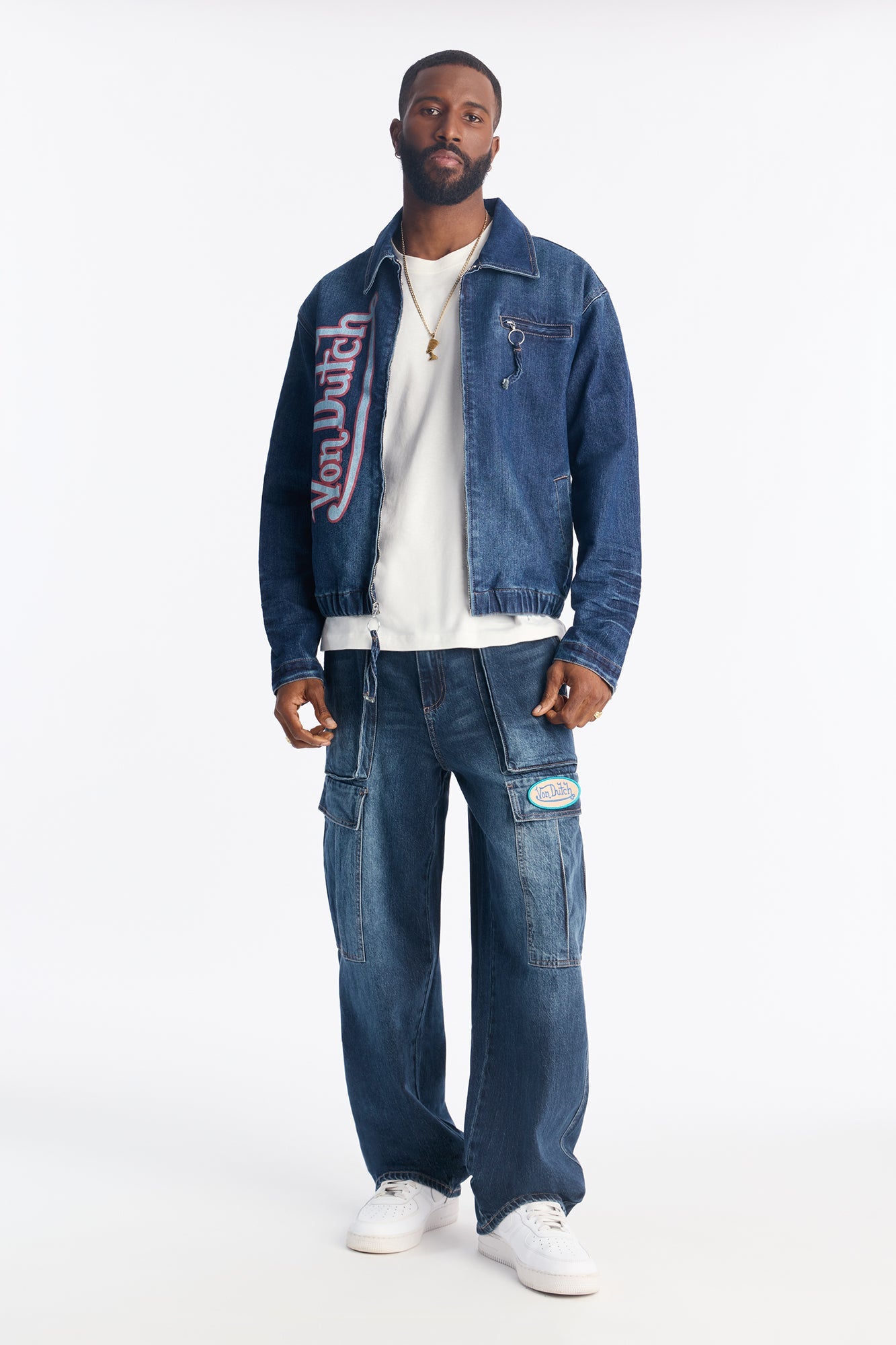 Von Dutch Straight Cargo Patch Jean - Dark Wash Fashion Nova