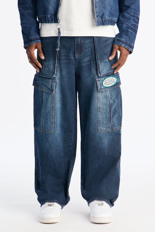 Von Dutch Straight Cargo Patch Jean - Dark Wash Fashion Nova