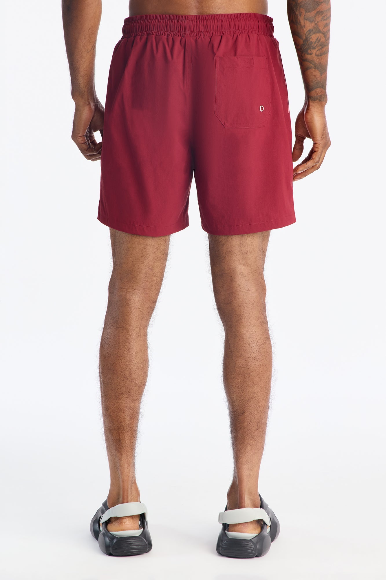 Montez Stretch Swim Trunk 7″ - Burgundy Fashion Nova