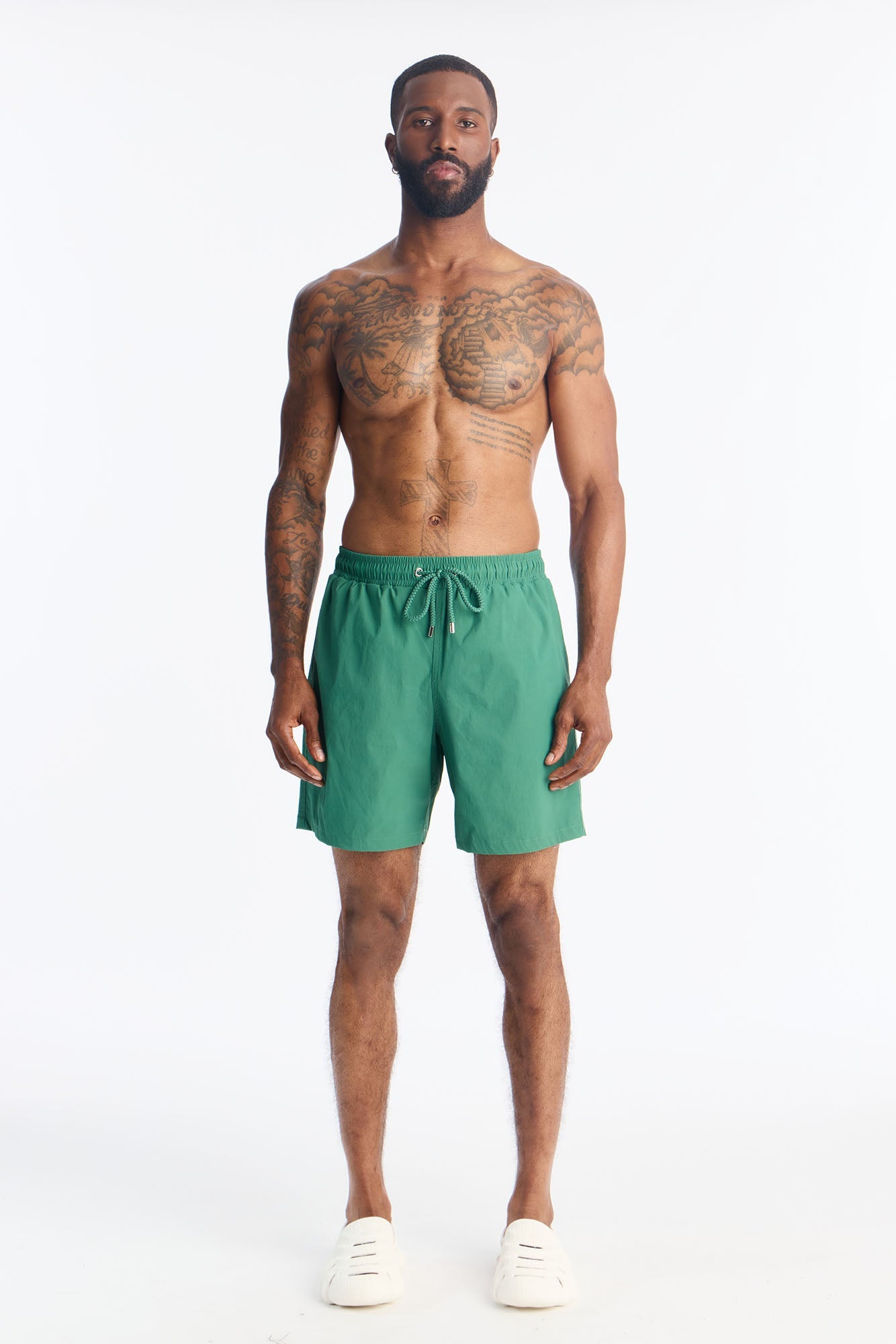 Montez Stretch Swim Trunk 7″ - Hunter Green Fashion Nova