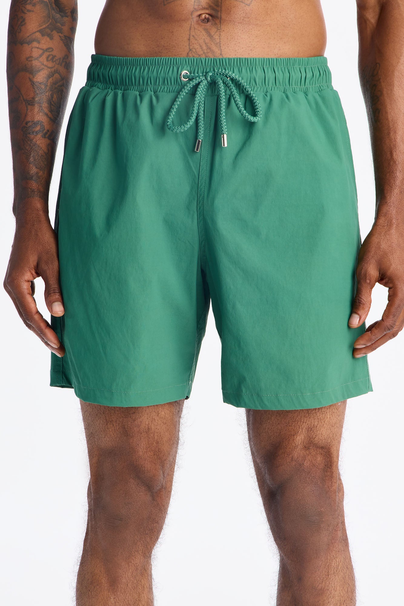 Montez Stretch Swim Trunk 7″ - Hunter Green Fashion Nova