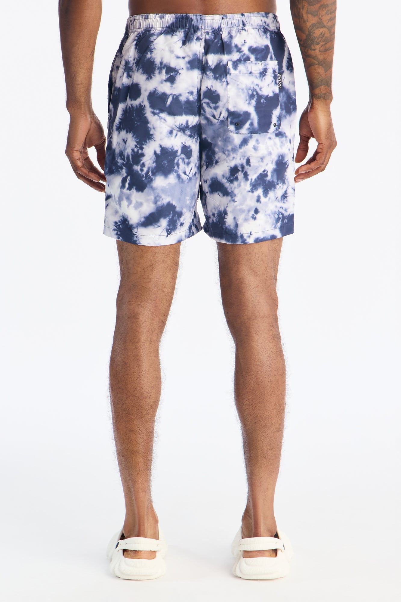 Drip Smiley Swim Trunk 7″ - Navy Fashion Nova