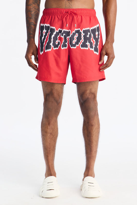Victory Swim Trunk 7″ - Red Fashion Nova