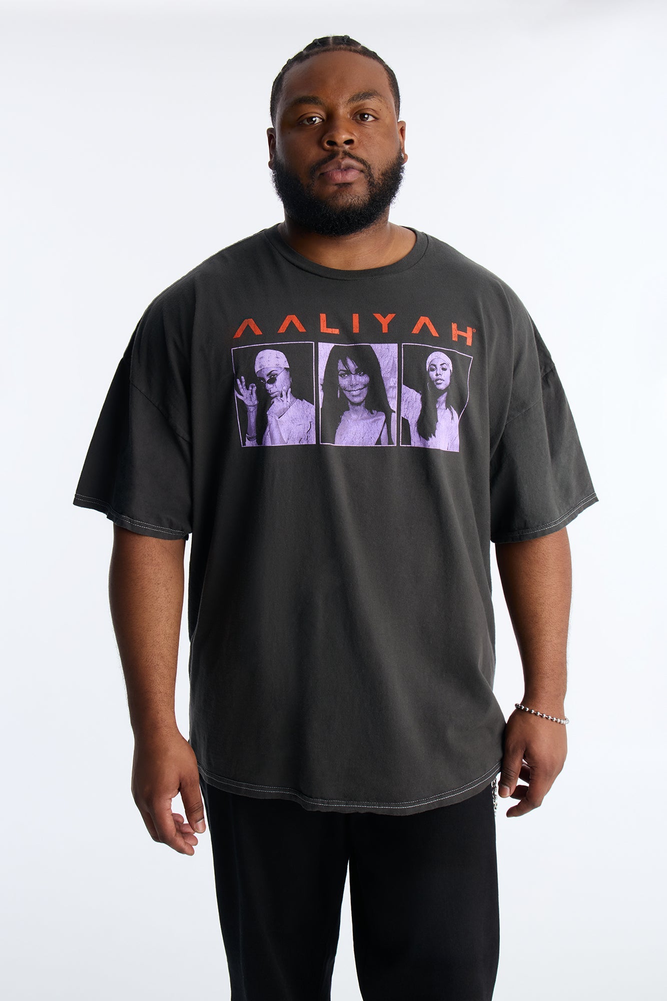 Aaliyah One In A Million Boxy Short Sleeve Tee - Black Wash Fashion Nova
