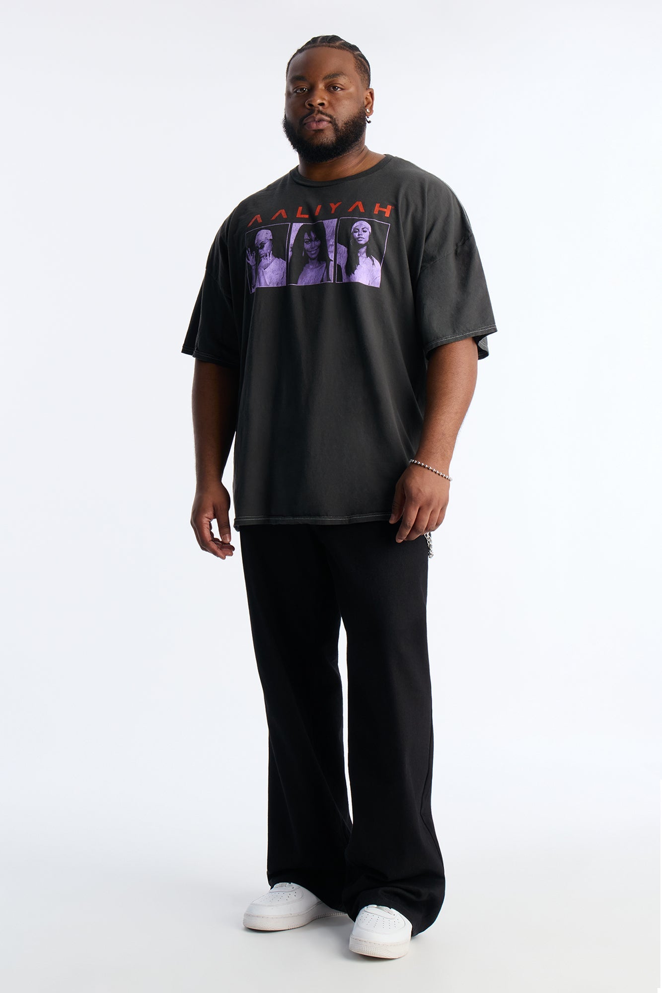 Aaliyah One In A Million Boxy Short Sleeve Tee - Black Wash Fashion Nova