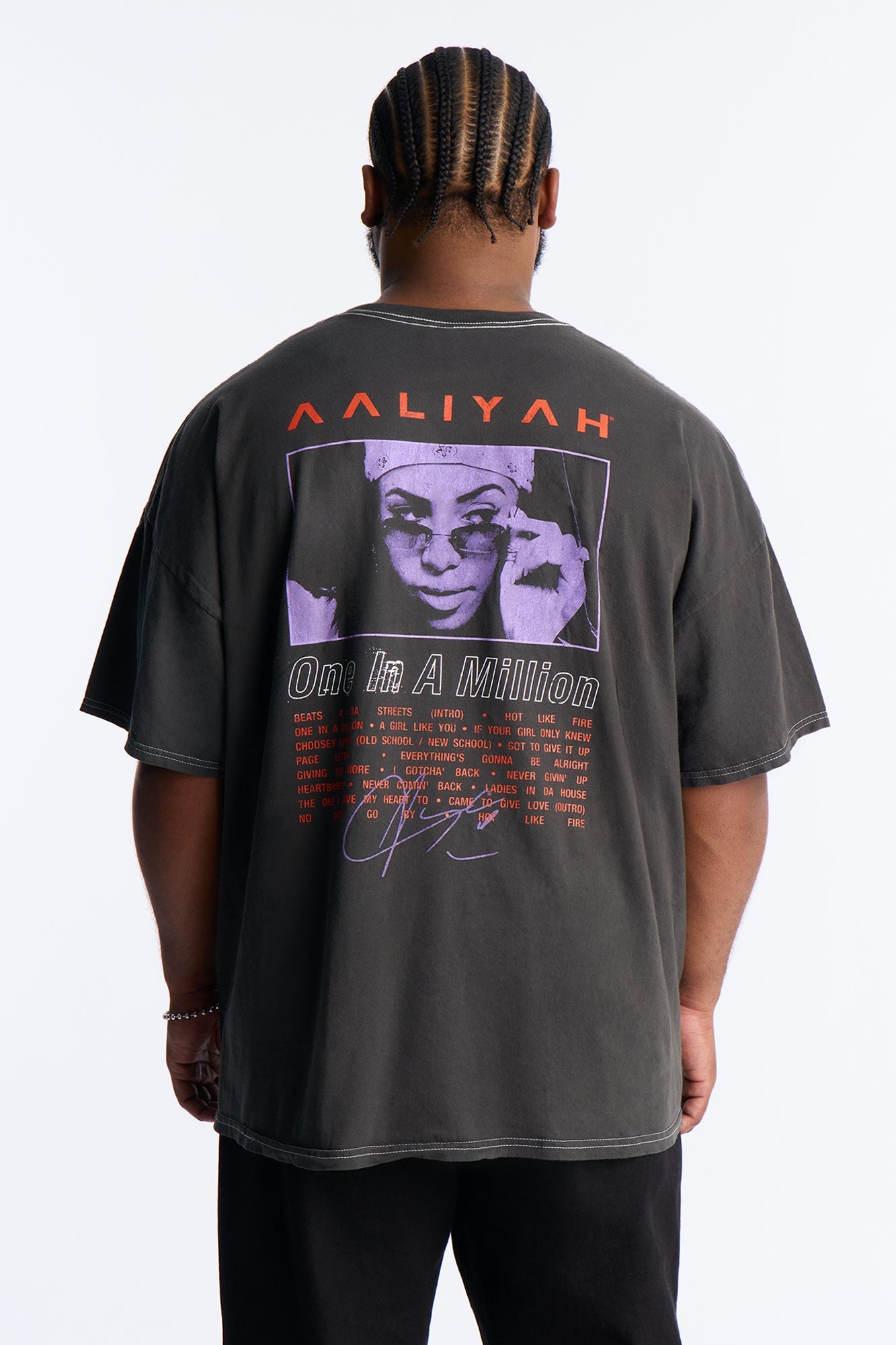Aaliyah One In A Million Boxy Short Sleeve Tee - Black Wash Fashion Nova