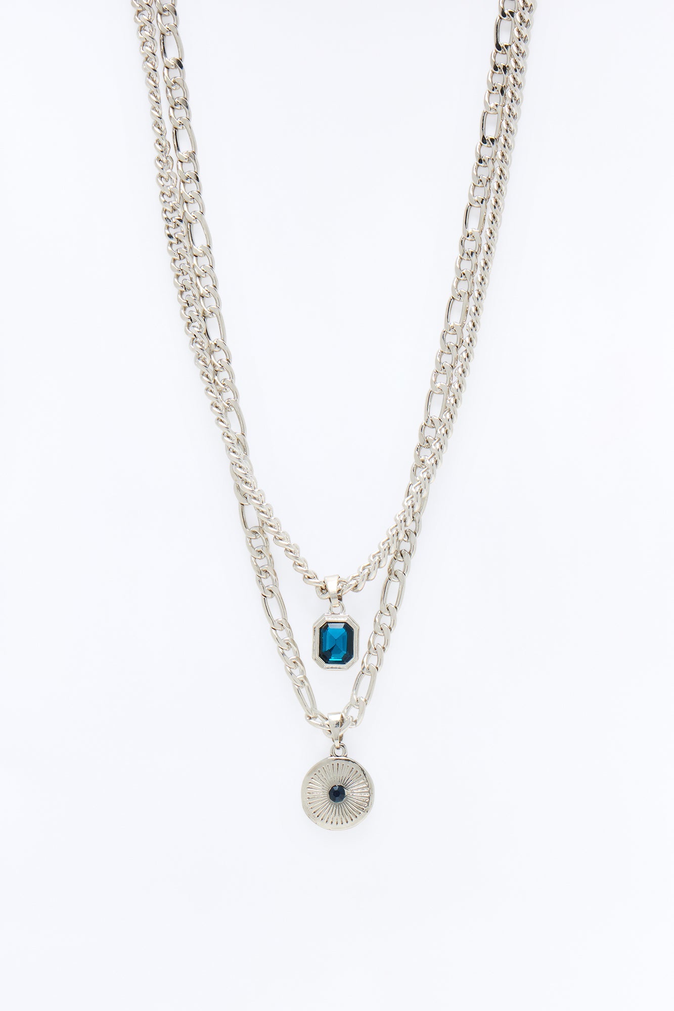Double Down Necklace Set - Silver Fashion Nova