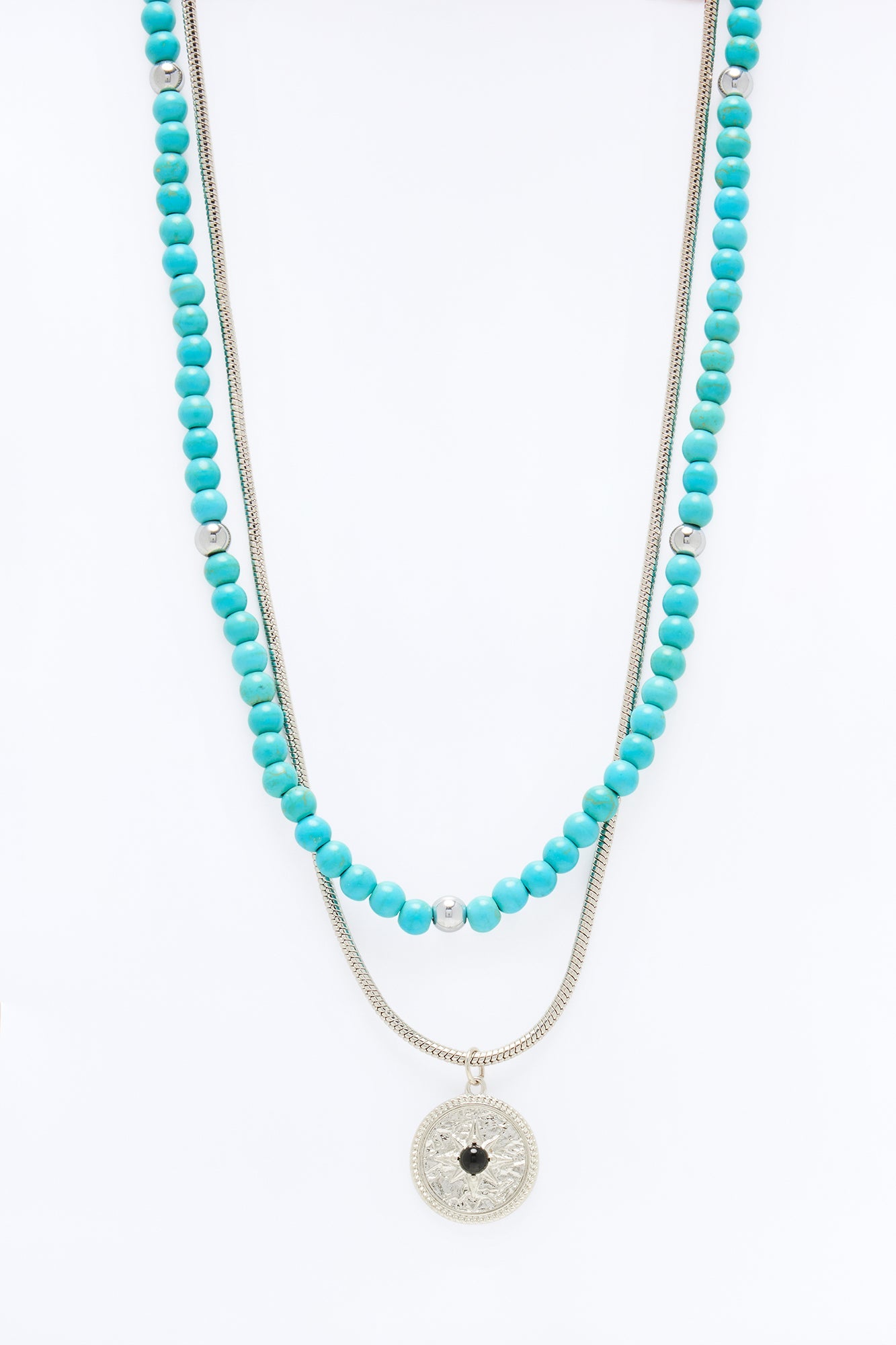 Good Vibes Only Necklace Set - Silver Fashion Nova