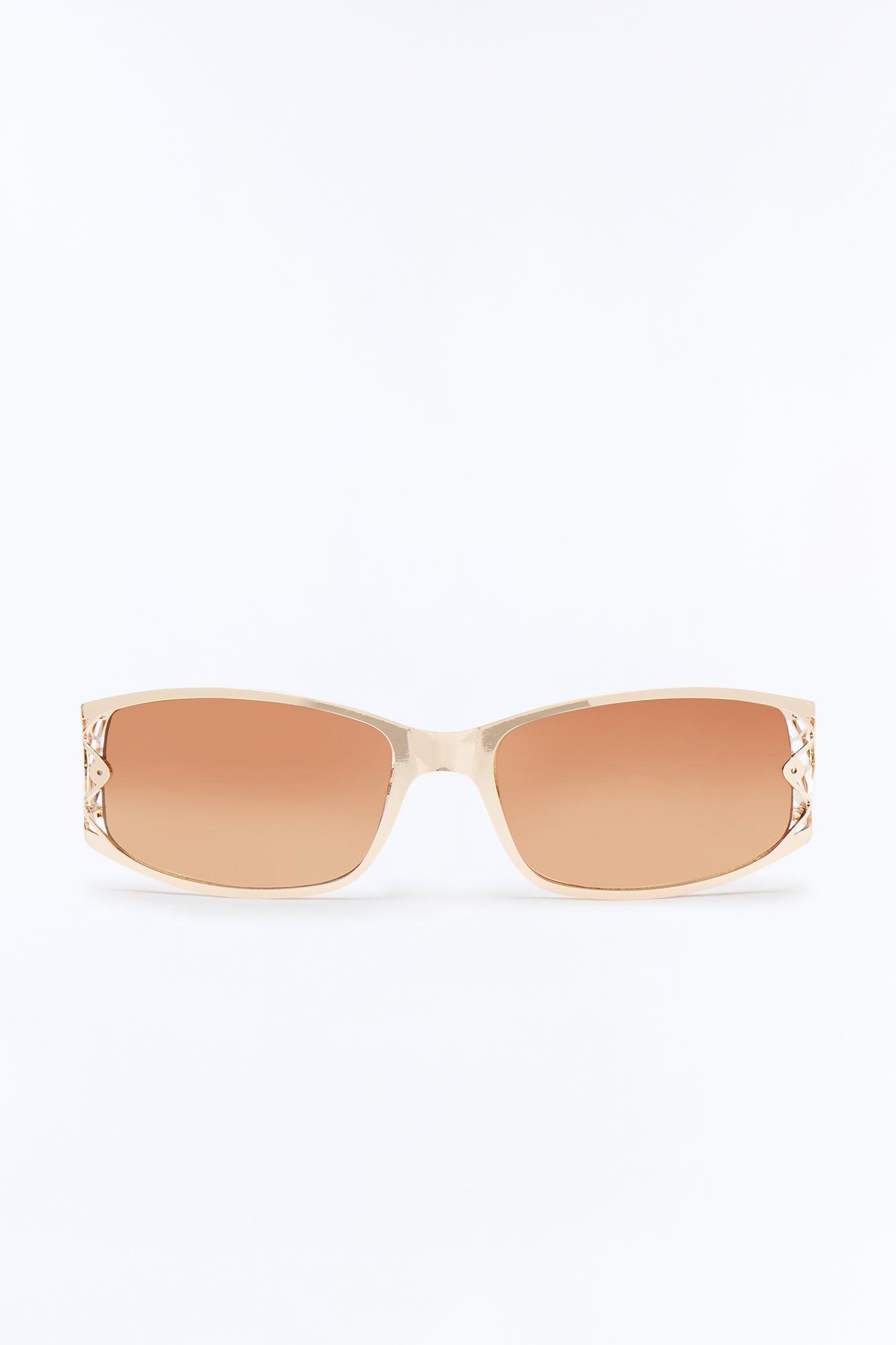 High End Geometric Rectangle Sunglasses - Gold/Brown Fashion Nova