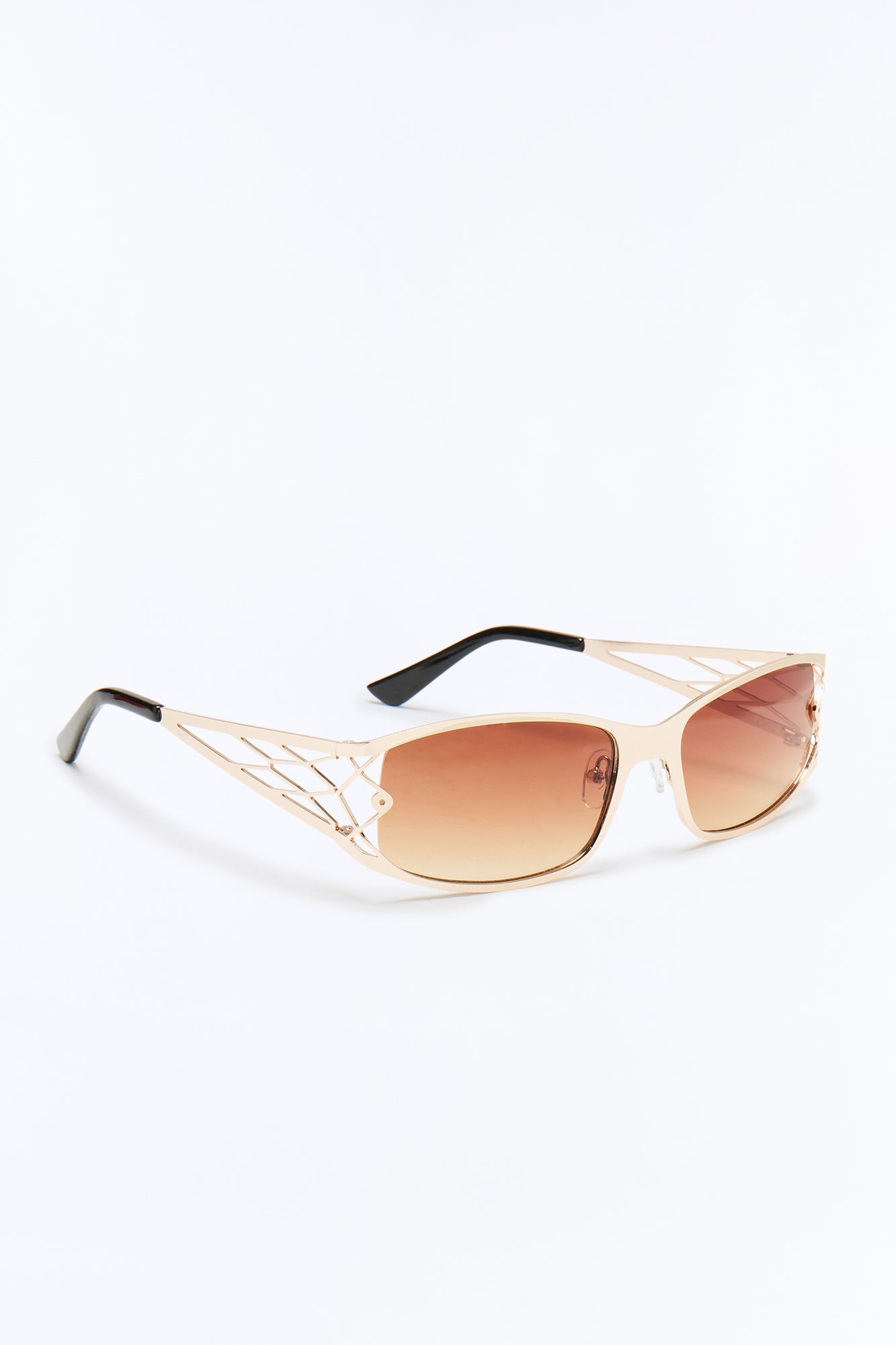 High End Geometric Rectangle Sunglasses - Gold/Brown Fashion Nova