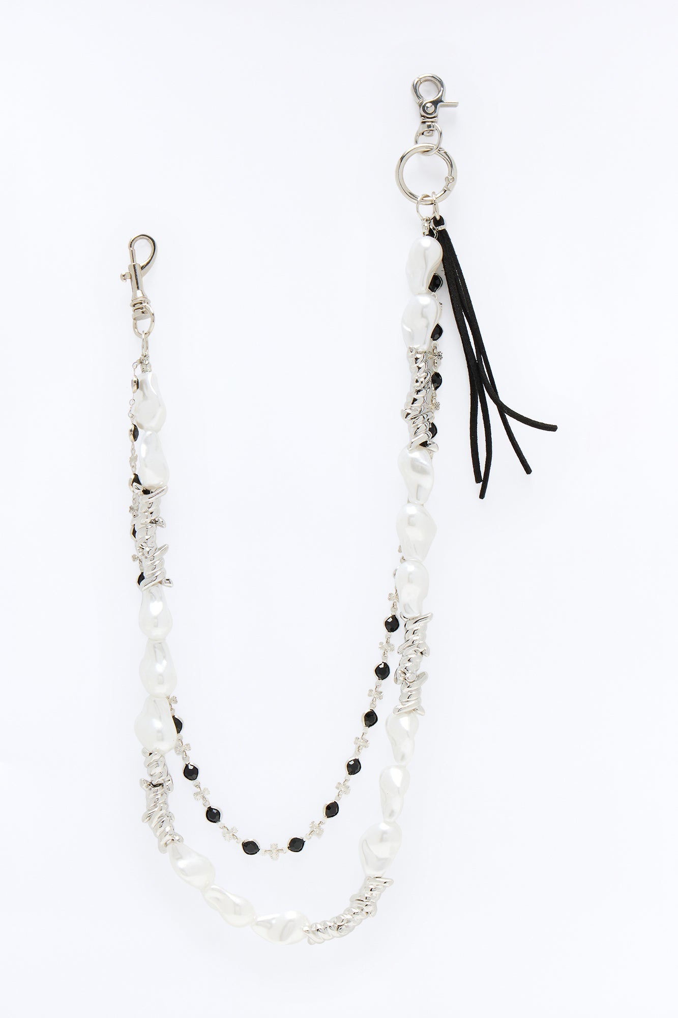 Barbed Wire Pearl Stacked Pant Chain - Silver Fashion Nova