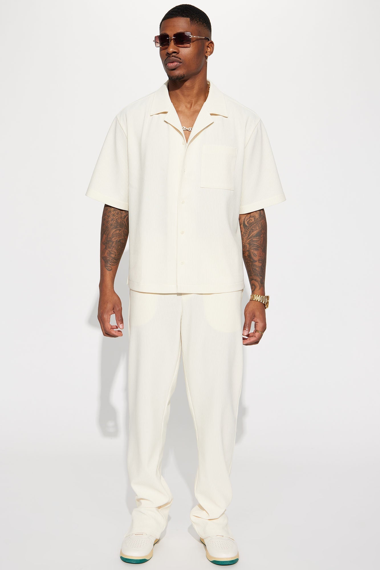 Show Up Short Sleeve Cuban Shirt - Off White Fashion Nova