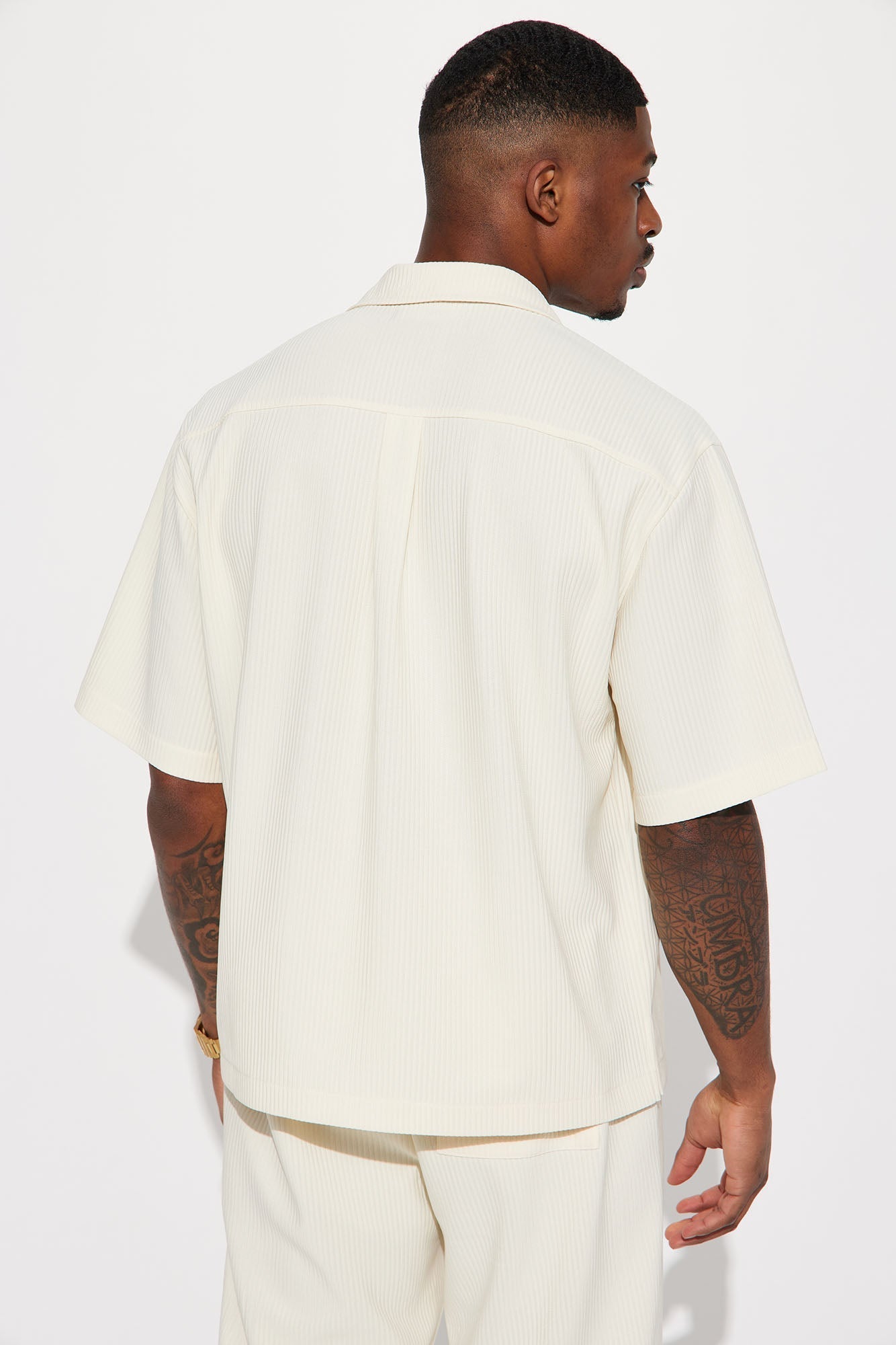 Show Up Short Sleeve Cuban Shirt - Off White Fashion Nova