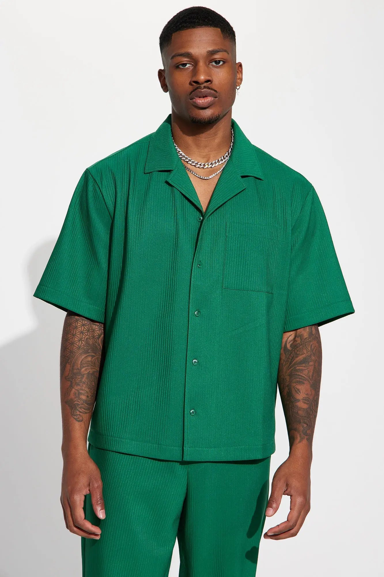Show Up Short Sleeve Cuban Shirt - Green Fashion Nova