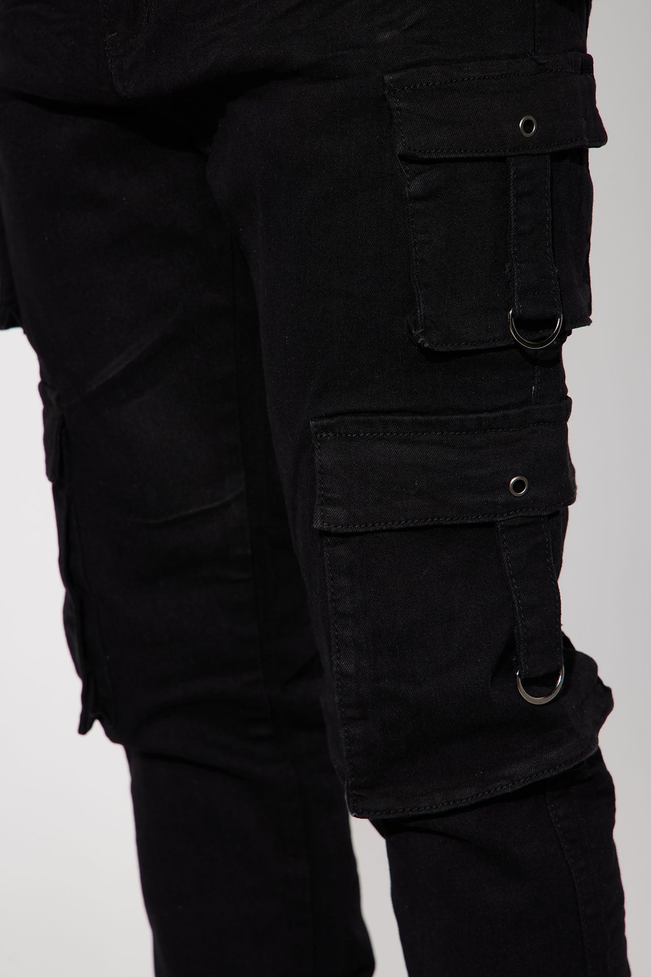 With Me Cargo Stacked Skinny Flare Jeans - Black Fashion Nova