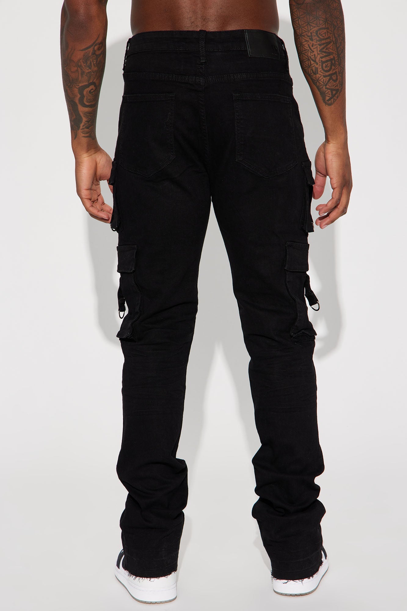 With Me Cargo Stacked Skinny Flare Jeans - Black Fashion Nova