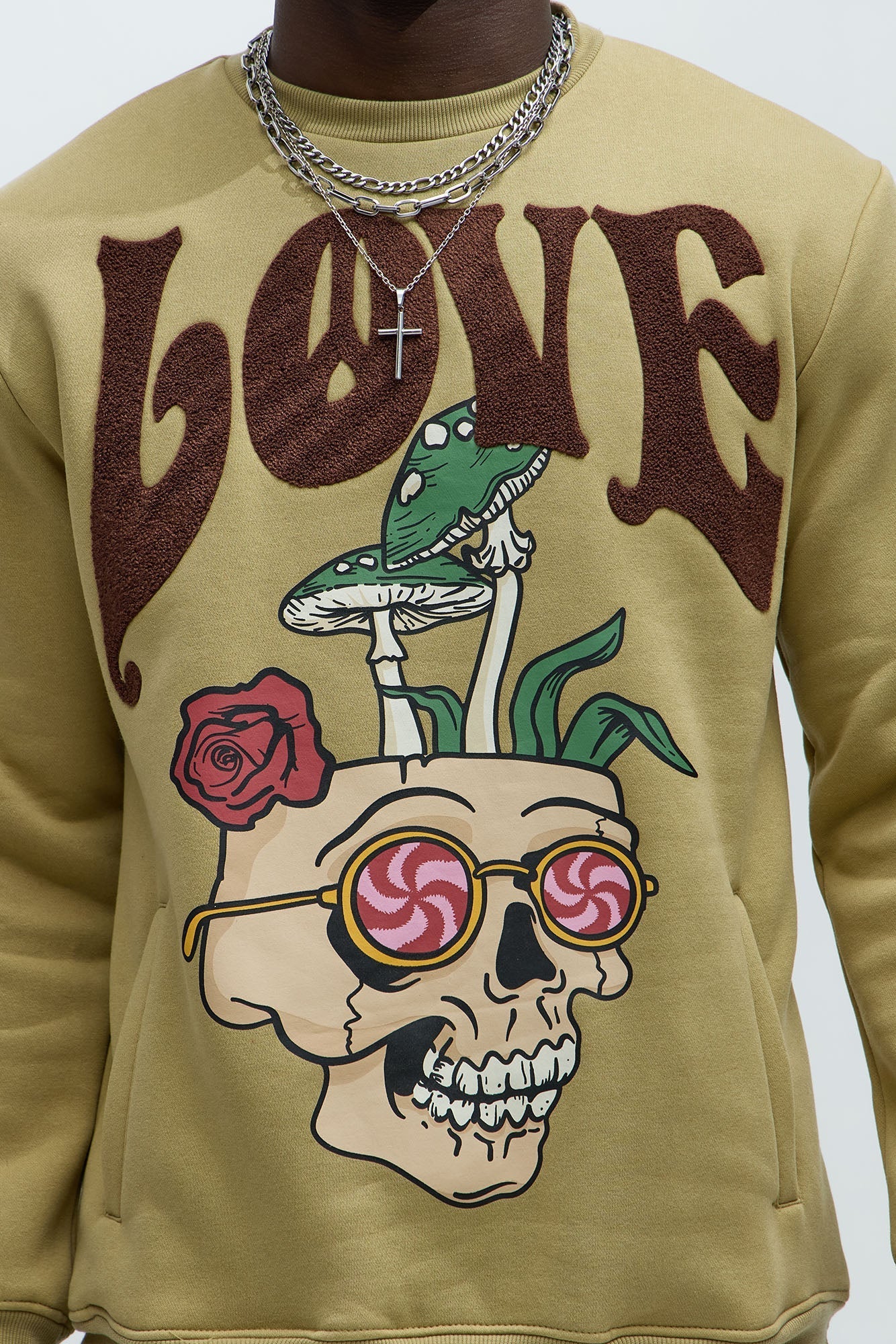 Love/Hate Crewneck Sweatshirt - Khaki Fashion Nova