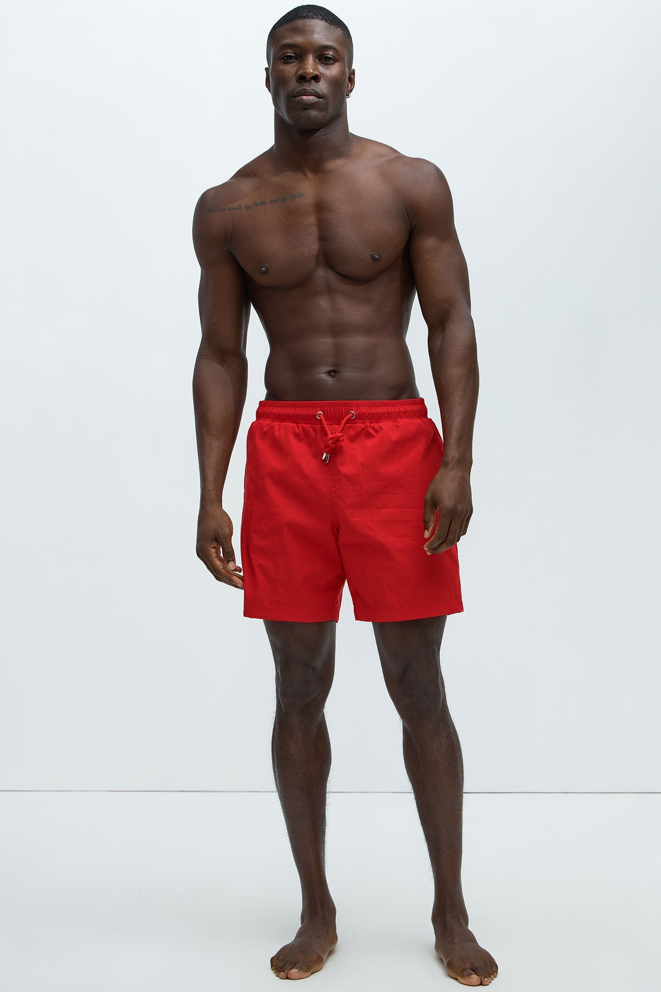 Montez Stretch Swim Trunk 7″ - Brick Red Fashion Nova