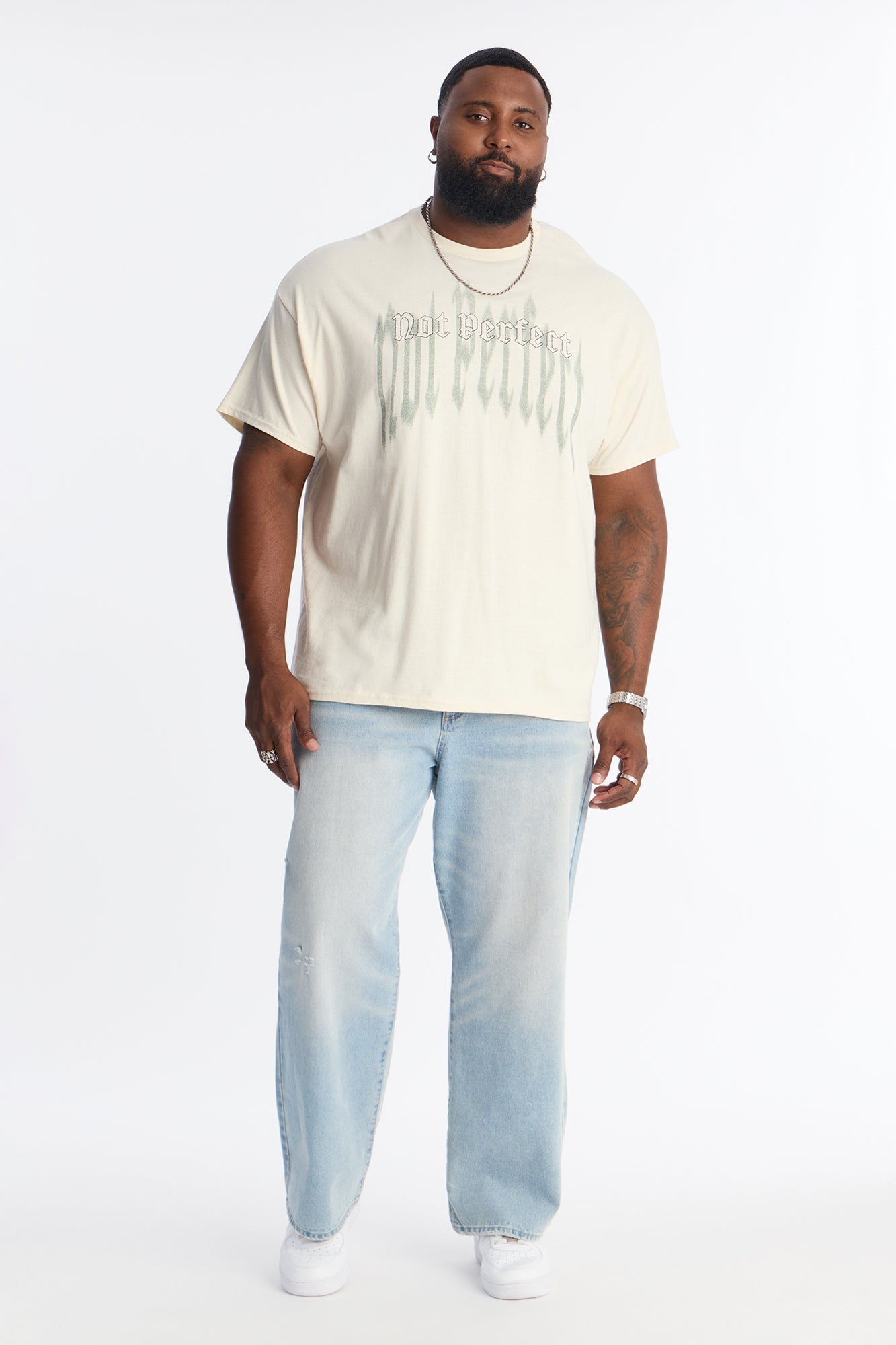 Not Perfect Short Sleeve Tee - Natural Fashion Nova