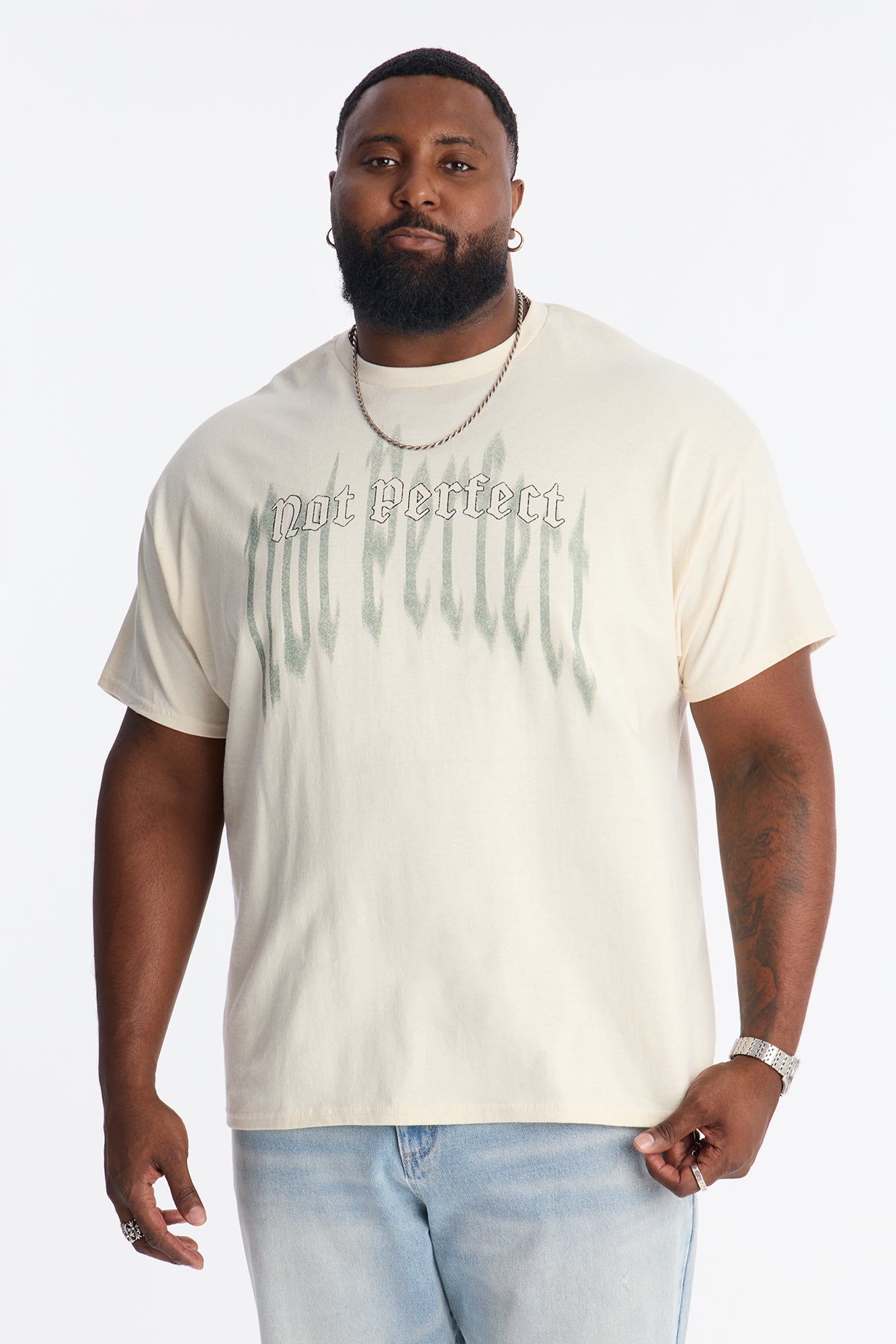 Not Perfect Short Sleeve Tee - Natural Fashion Nova