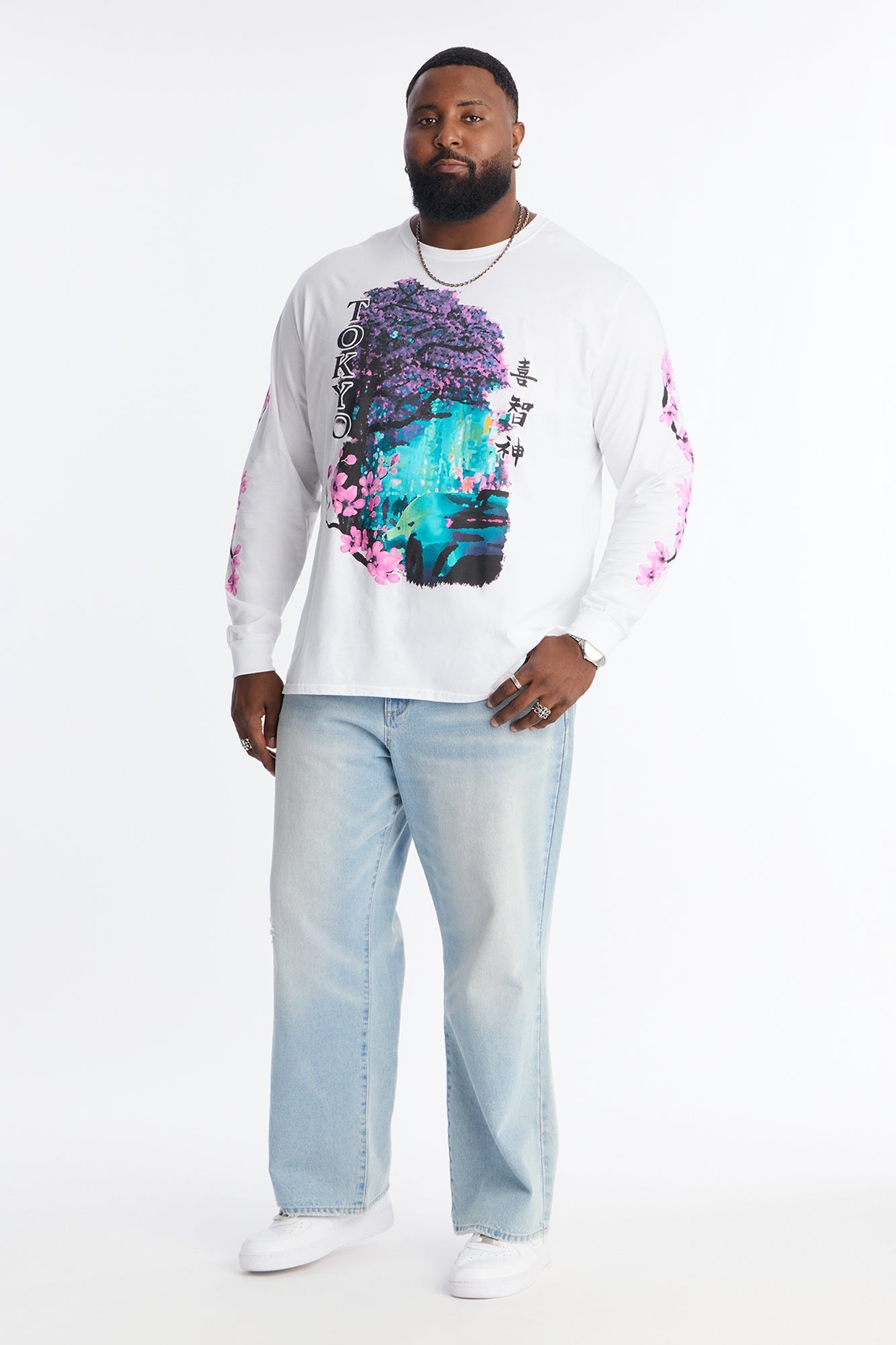 Tokyo Blossom Long Sleeve Tee - White Fashion Nova