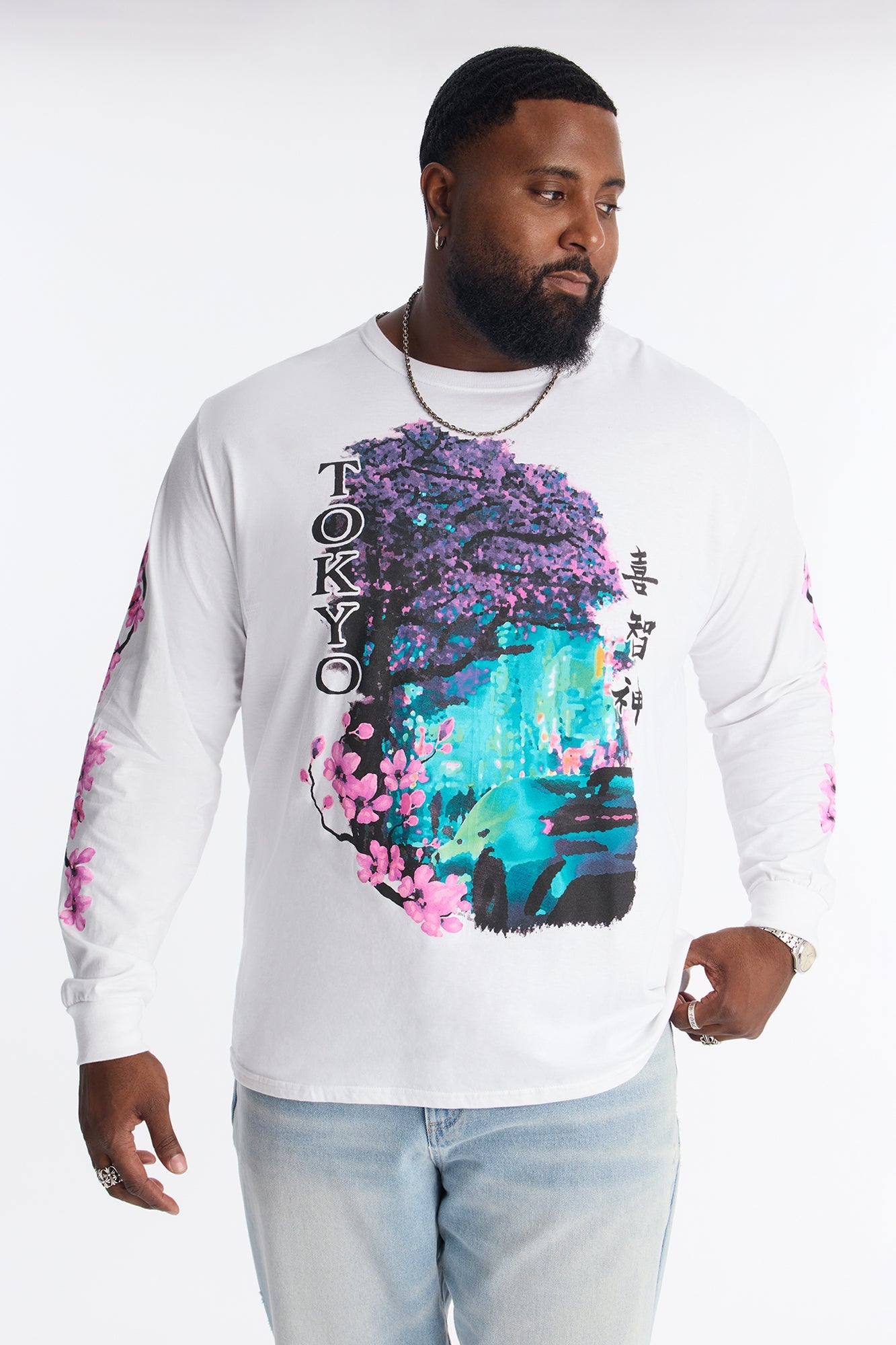 Tokyo Blossom Long Sleeve Tee - White Fashion Nova