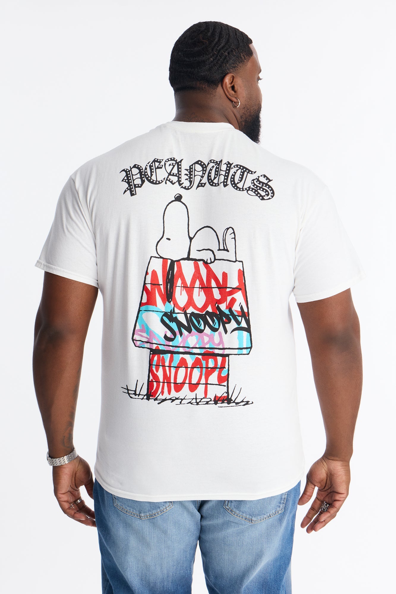 Snoopy Dawg Rhinestone Short Sleeve Tee - White Fashion Nova