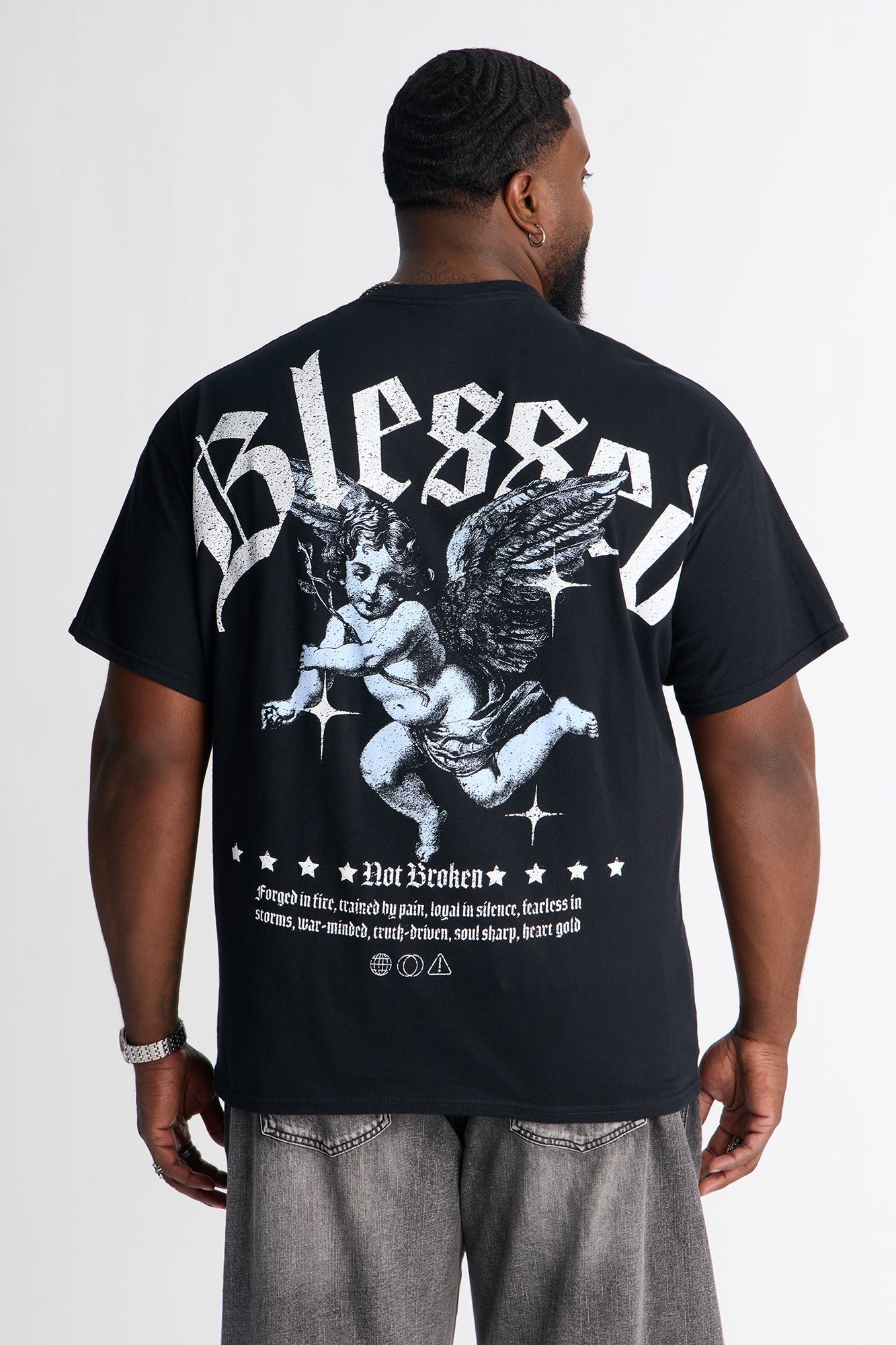 Blessed Not Broken Short Sleeve Tee - Black Fashion Nova