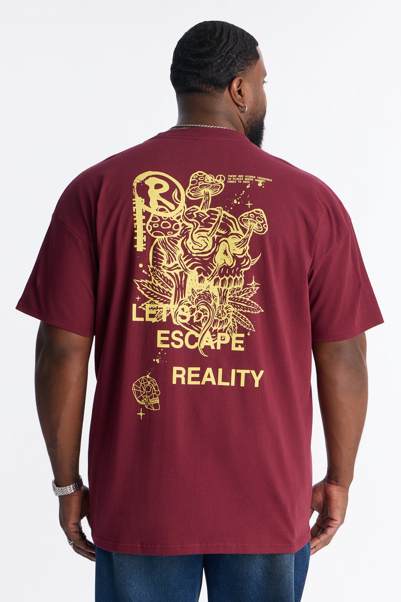 Lets Escape Reality Short Sleeve Tee - Burgundy Fashion Nova
