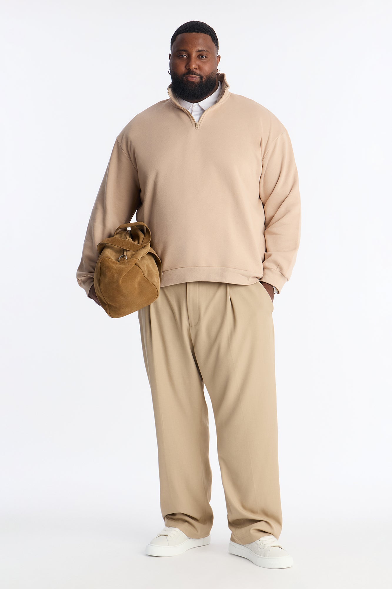 Built For Success Quarter Zip Sweatshirt - Tan Fashion Nova