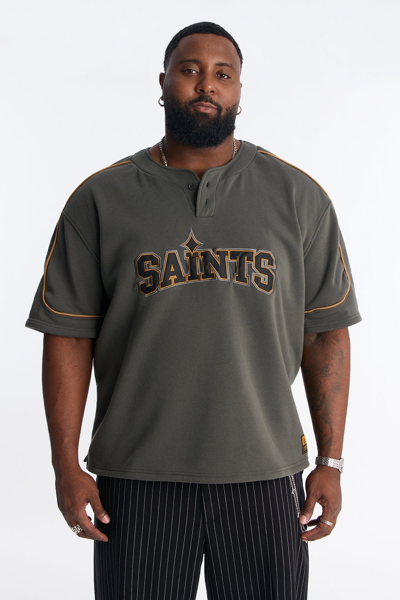 Saint Worldwide Short Sleeve Henley - Black Fashion Nova