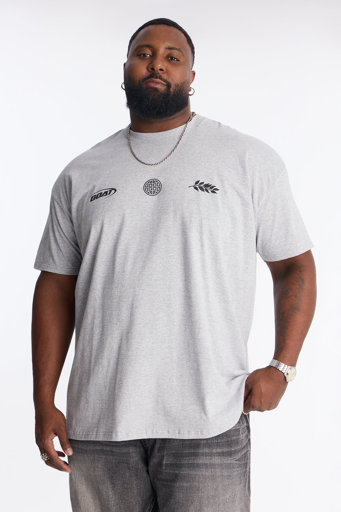 GOAT Forever Worldwide Short Sleeve Tee - Heather Grey Fashion Nova