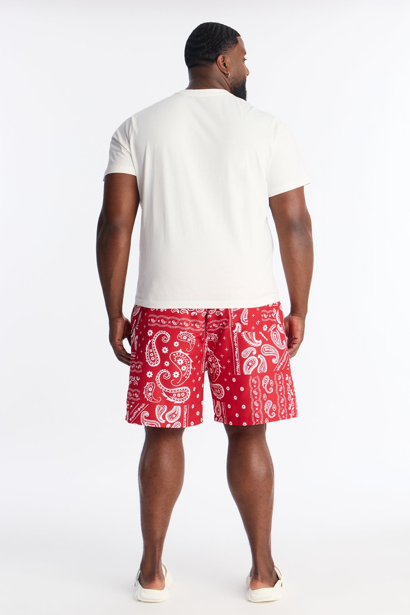 Wild Paisley Printed Swim Trunk 7″ - Red Fashion Nova