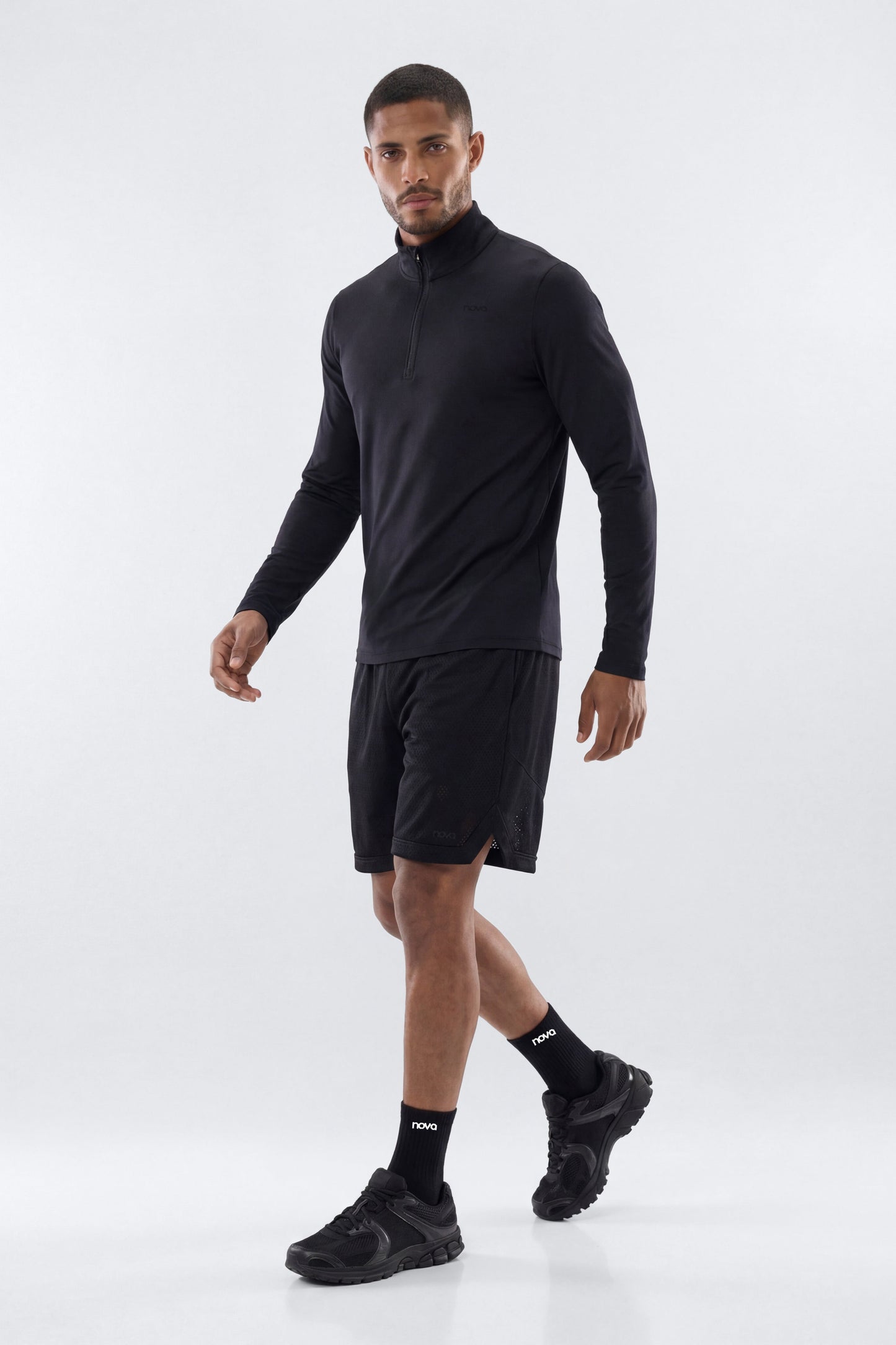HexTech™ Quarter Zip Long Sleeve Active Top - Black Fashion Nova