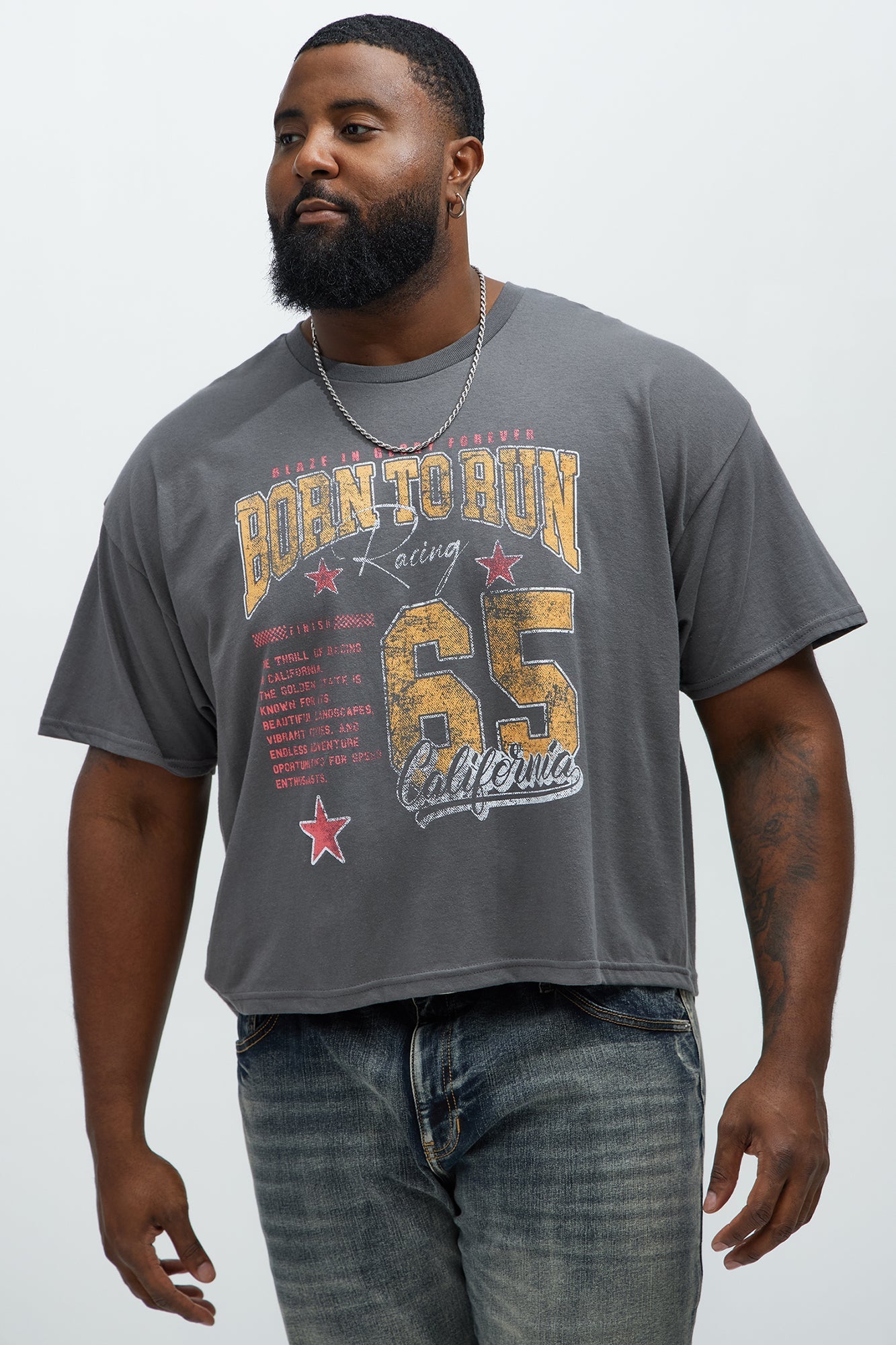 Born To Run Short Sleeve Cropped Tee - Charcoal Fashion Nova