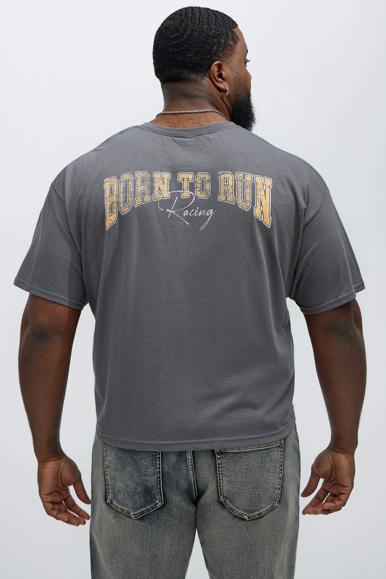 Born To Run Short Sleeve Cropped Tee - Charcoal Fashion Nova
