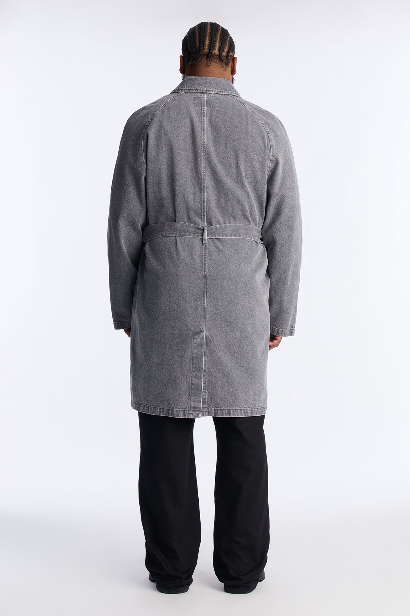 Finesse Double Breasted Denim Trench Coat - Grey Fashion Nova