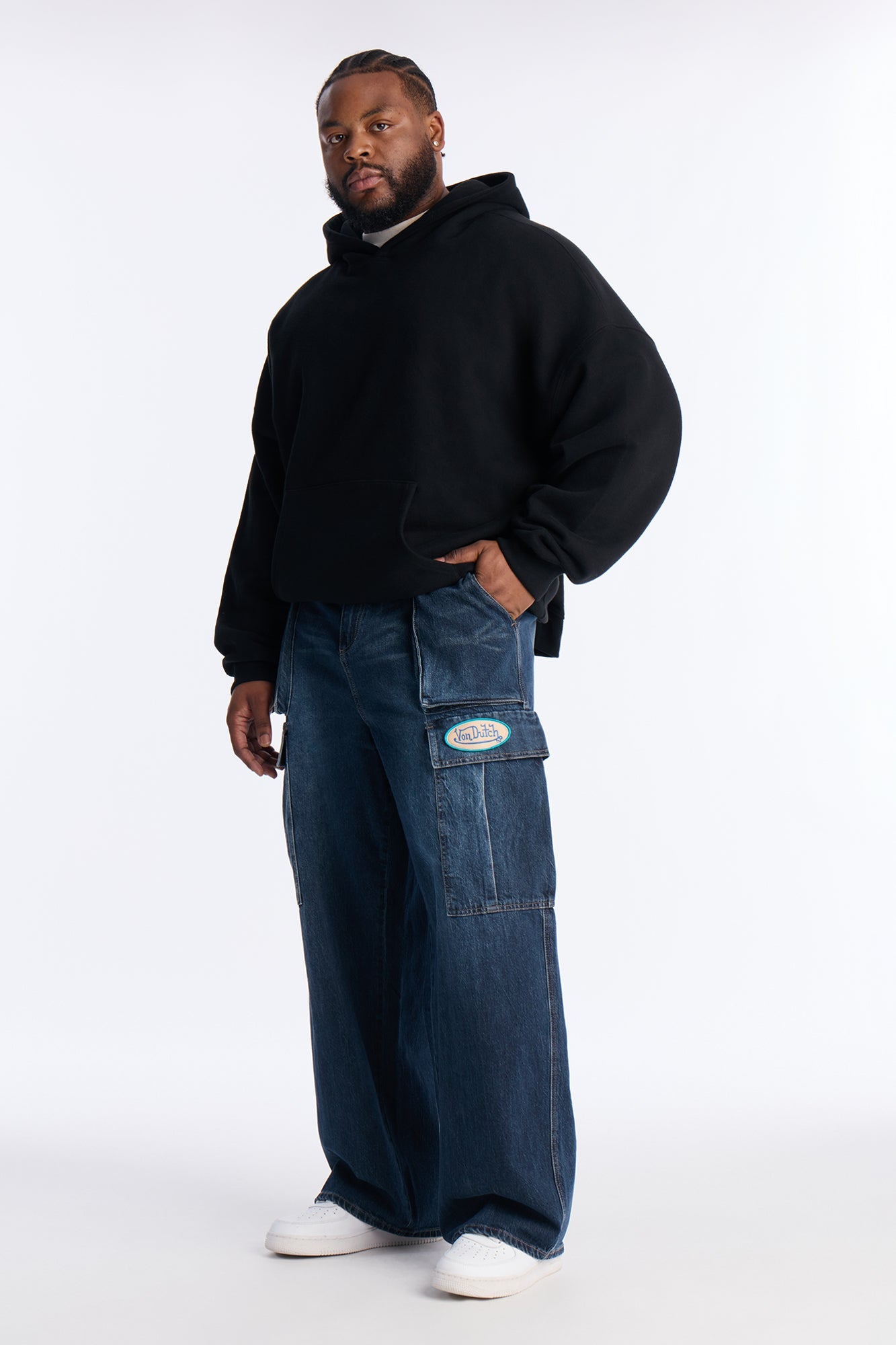 Von Dutch Straight Cargo Patch Jean - Dark Wash Fashion Nova
