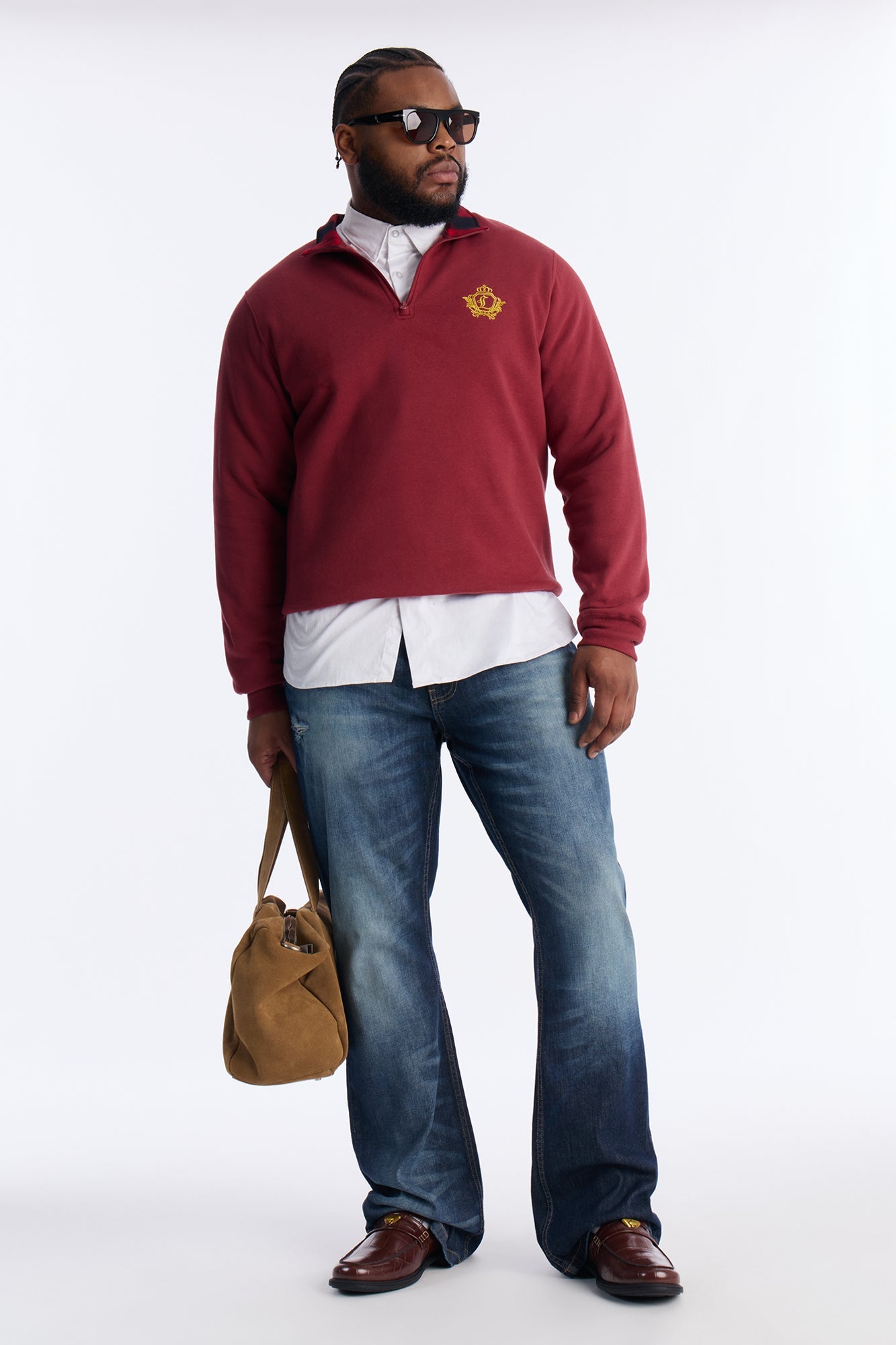 First Class Quarter Zip Sweatshirt - Burgundy Fashion Nova