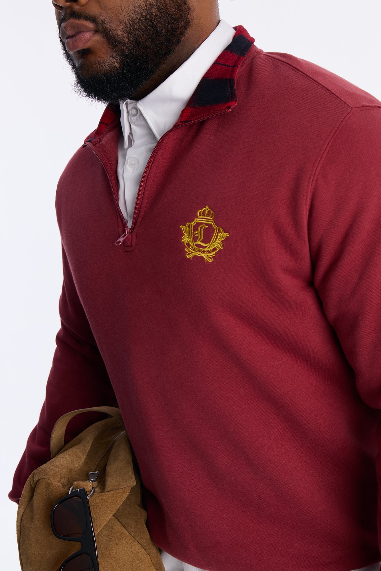 First Class Quarter Zip Sweatshirt - Burgundy Fashion Nova