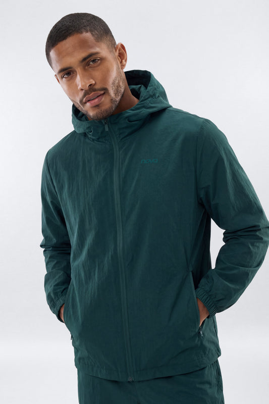 CoreNylon Hooded Full Zip Jacket - Hunter Green Fashion Nova