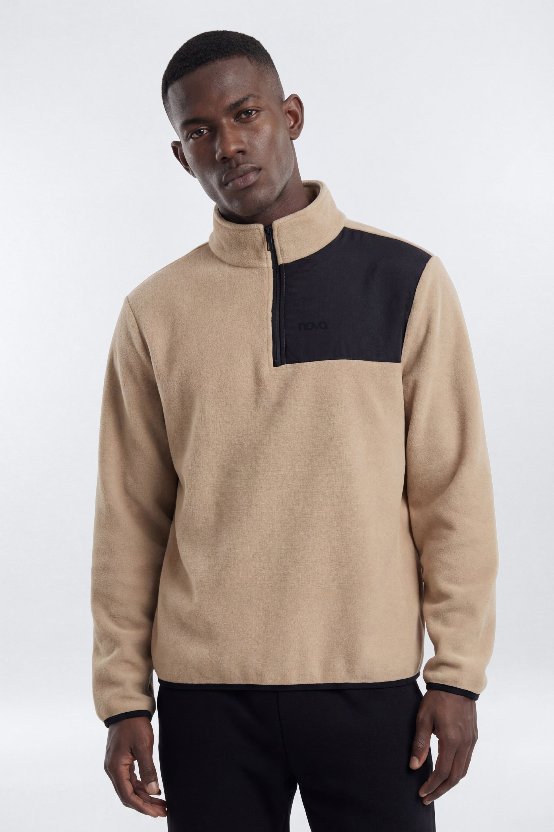 Nova Polar Fleece Quarter Zip Jacket - Taupe/combo Fashion Nova