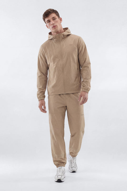 CoreNylon Hooded Full Zip Jacket - Taupe Fashion Nova