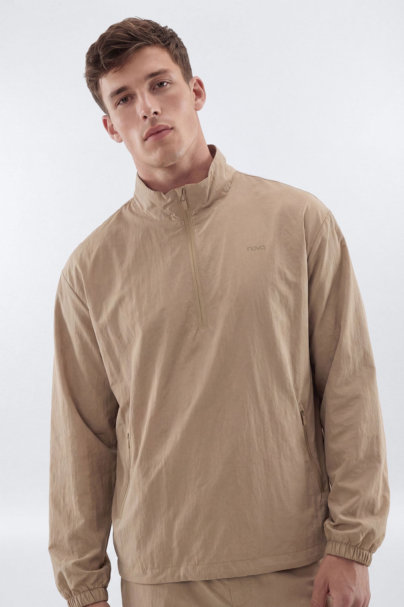 CoreNylon Half Zip Jacket - Taupe Fashion Nova